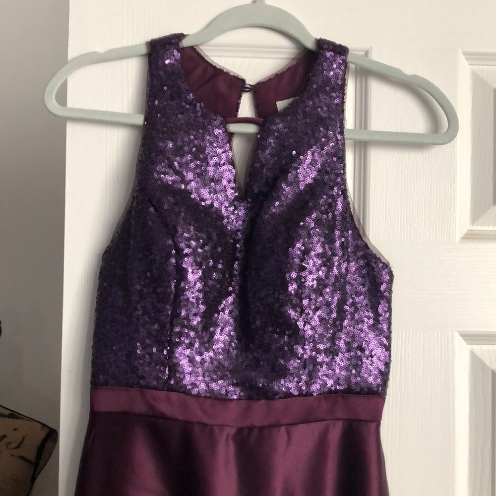 Christina Wu Size 2 Aubergine Sequin Gown - Picture 4 of 6